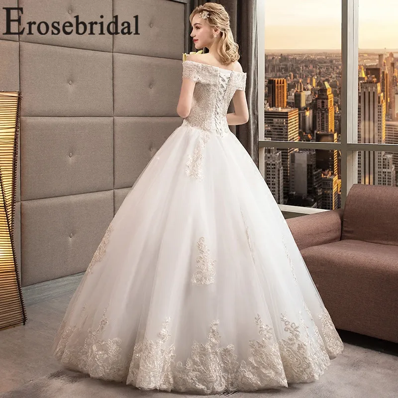 Erosebridal бальное платье, свадебное платье, элегантное кружевное свадебное платье с кружевным лифом и открытой спиной Vestido De Noiva