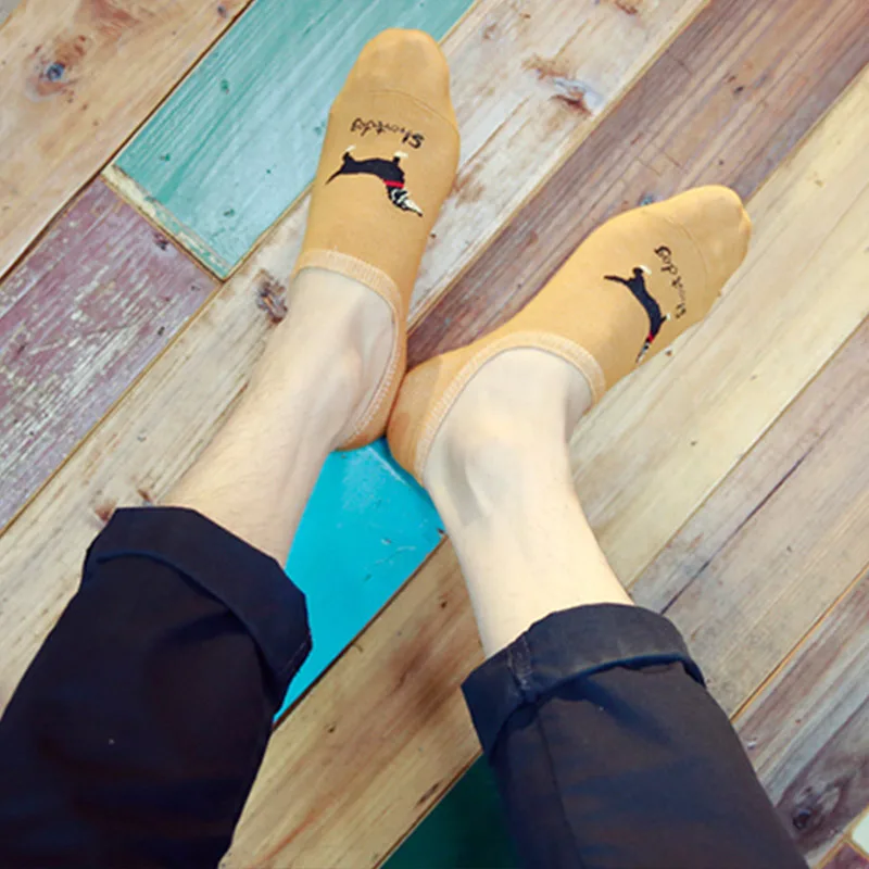 2 пар/лот новые мужские хлопковые носки невидимые с мультяшным щенком башмачки