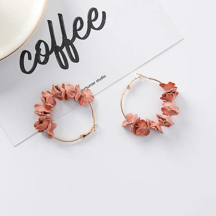 AOMU преувеличенная ткань цветок круг серьги-кольца Bijoux Sweety Красочные лепесток сплав серьги круг Большие серьги для женщин
