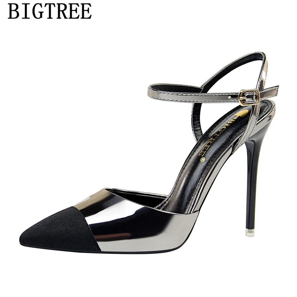Женские туфли на высоком каблуке пикантные сандалии фетиш обувь Bigtree летняя