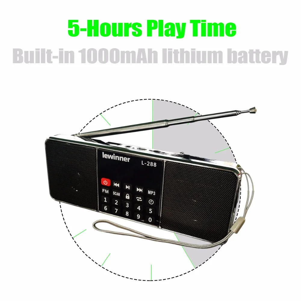 lewinner L-288 портативный fm-радио динамик музыкальный плеер с TF картой USB диск вход ЖК-экран динамик s