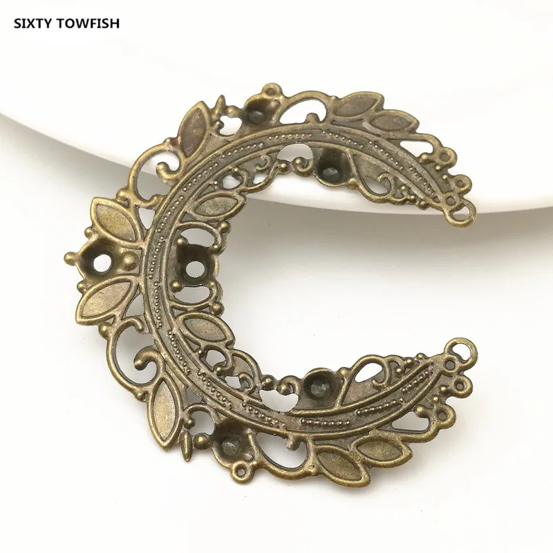 10 штук 45 мм золотой цвет металлическая филигрань Луна гирлянда цветок ломтик