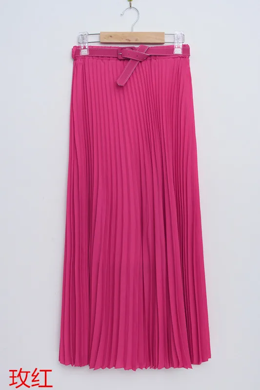 Rose Red FATIKA шифоновая плиссированная юбка с высокой талией, великолепные юбки на осень и зиму, Юбки миди для женщин весна лето - Цвет: Rose Red