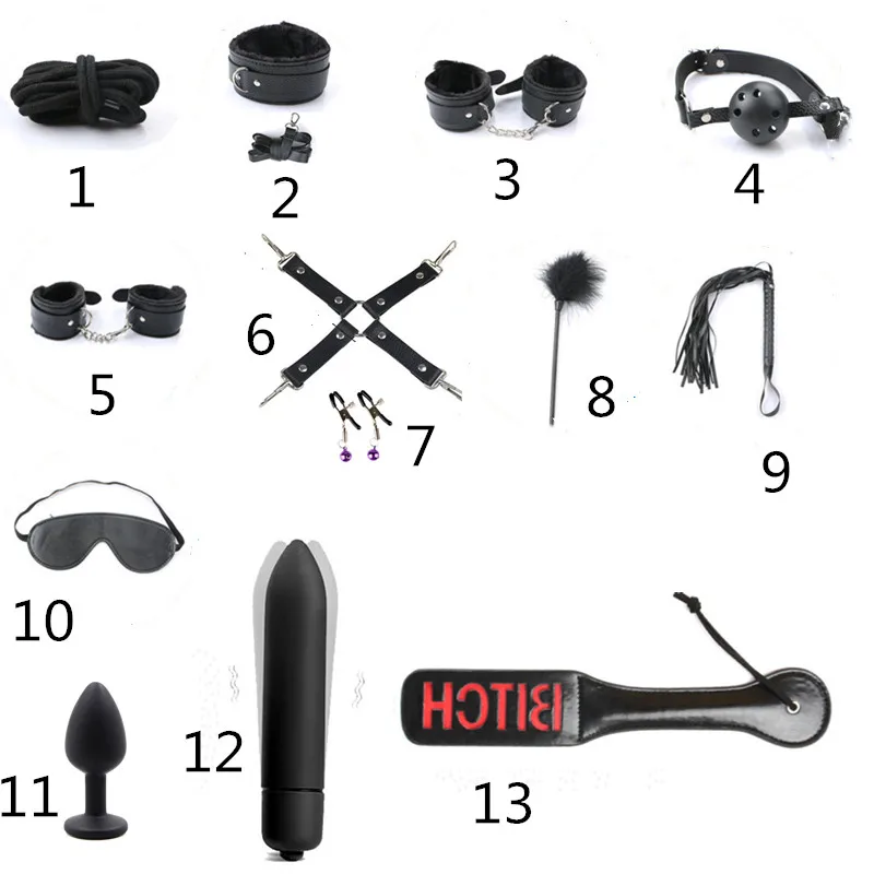 Стимуляция БДСМ Связывание кожаные вибрирующие секс наручники кнут Анальная