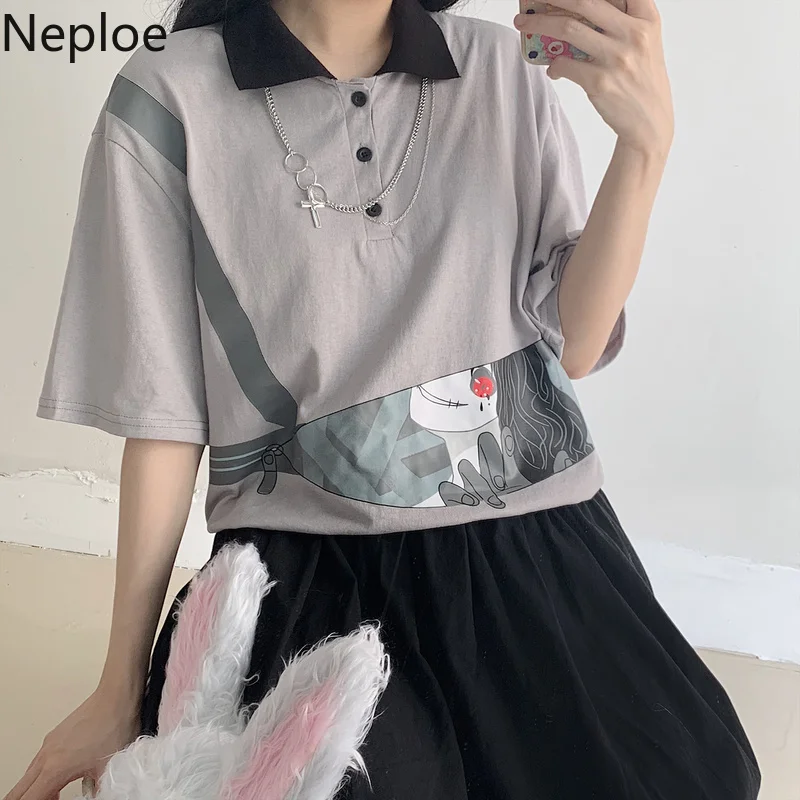 Neploe Goth свободные футболки готика Харадзюку мода уличная Лето 2019 японский принт