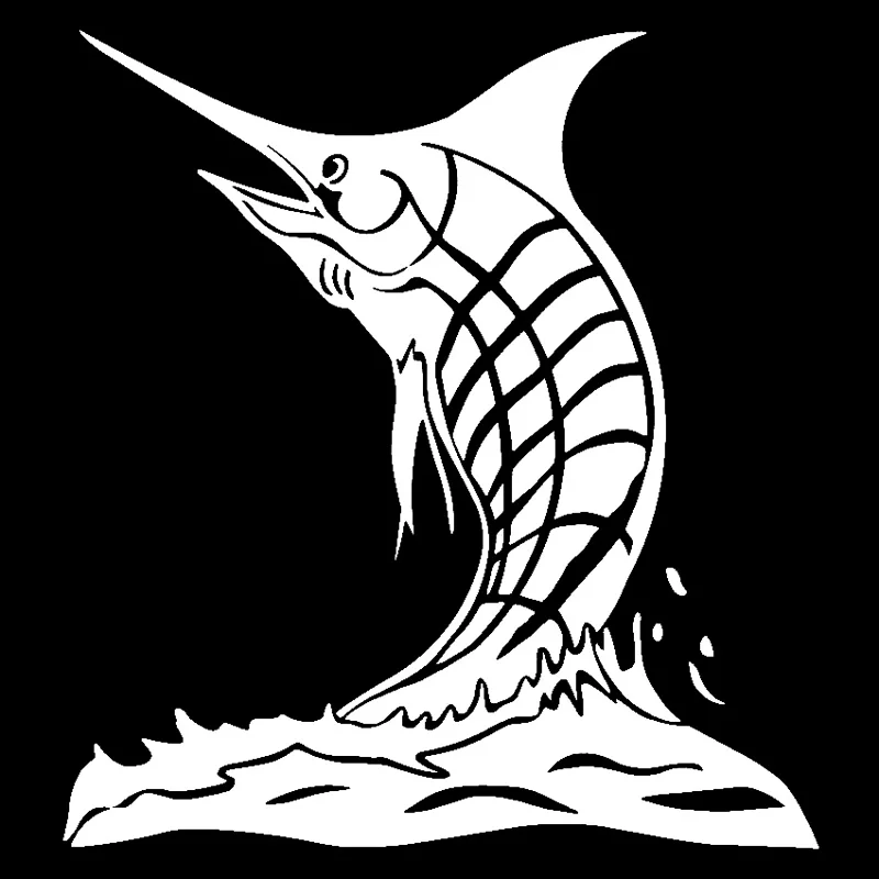 13.9cm*15.1cm Bule Marlin Fish Creative Stickers Decals Vinyl Black/Silver S3-5534 | Автомобили и мотоциклы