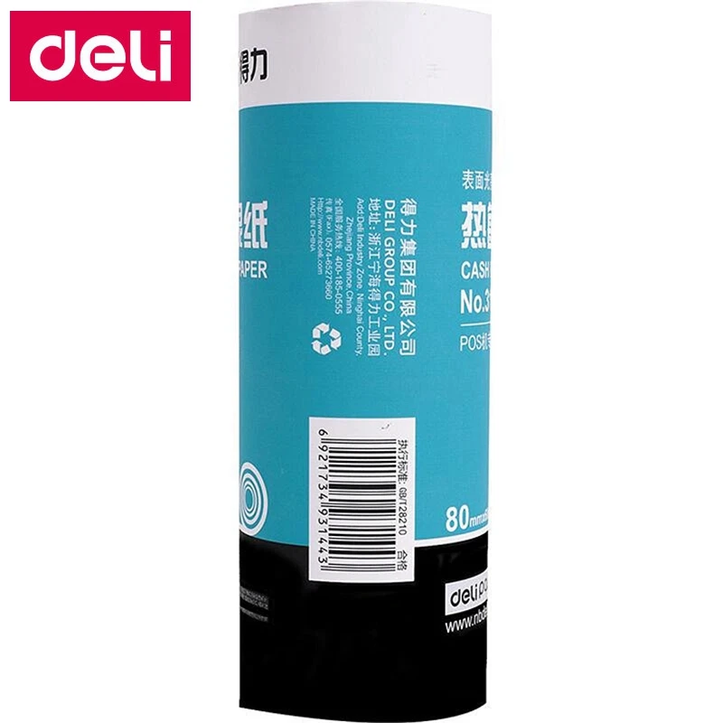 Рулон кассовых аппаратов Deli 3144 Термобумага 80x60 мм x 27 м Термочувствительная