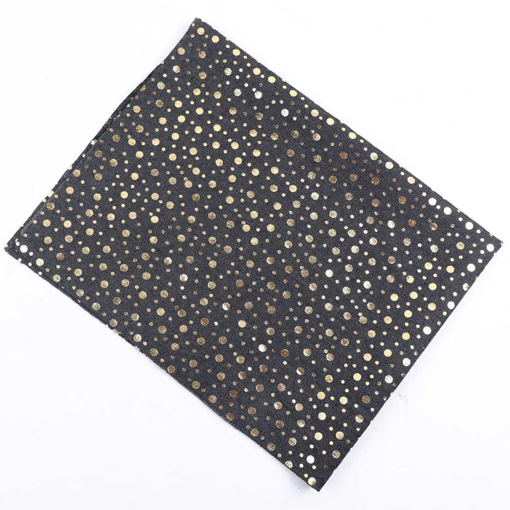 black foil dots 40 см* 50 см, мягкая хлопковая джинсовая ткань, в горошек, со звездами, из фольги, Лоскутная Ткань, материал, сделай сам, детская одежда, юбка, швейное одеяло, ткань для сумки - Цвет: black foil dots