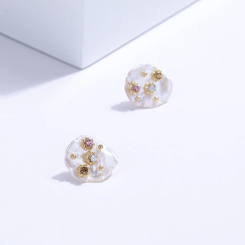 YMYW 2020 Luxury Chic Rhinestone Freshwater Pearls Stud Earrings Charm Copper for Women Party Bijoux En Argent 925 | Украшения и