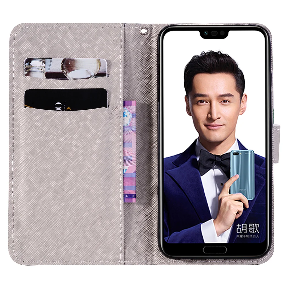 Чехол кошелек для Huawei Honor 10 COL L29A кожаный флип чехол L29 подставка с 3D рисунком