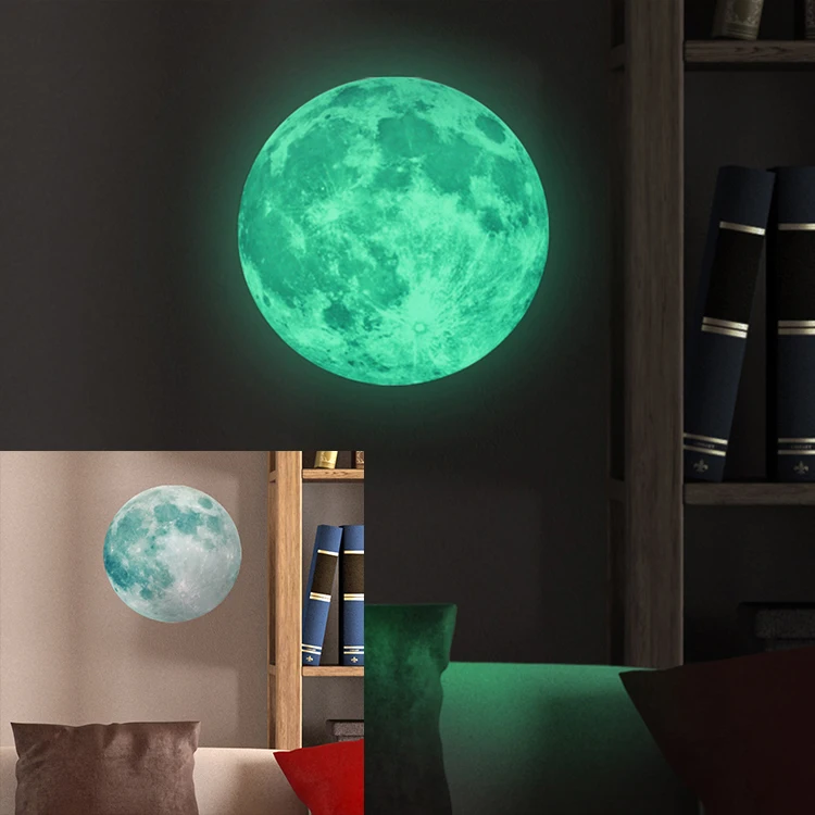 

30cm Large Moon Glow in the Dark Luminous DIY Wall Sticker Living Home Decor Adesivo De Parede Vinilos Paredes Stickers Muraux