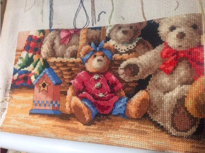 Bear club Набор для вышивания крестиком с животными мультяшная СЕМЬЯ DIY набор DMC цвет 18ct 14ct 11ct хлопковая нить вышивка рукоделие