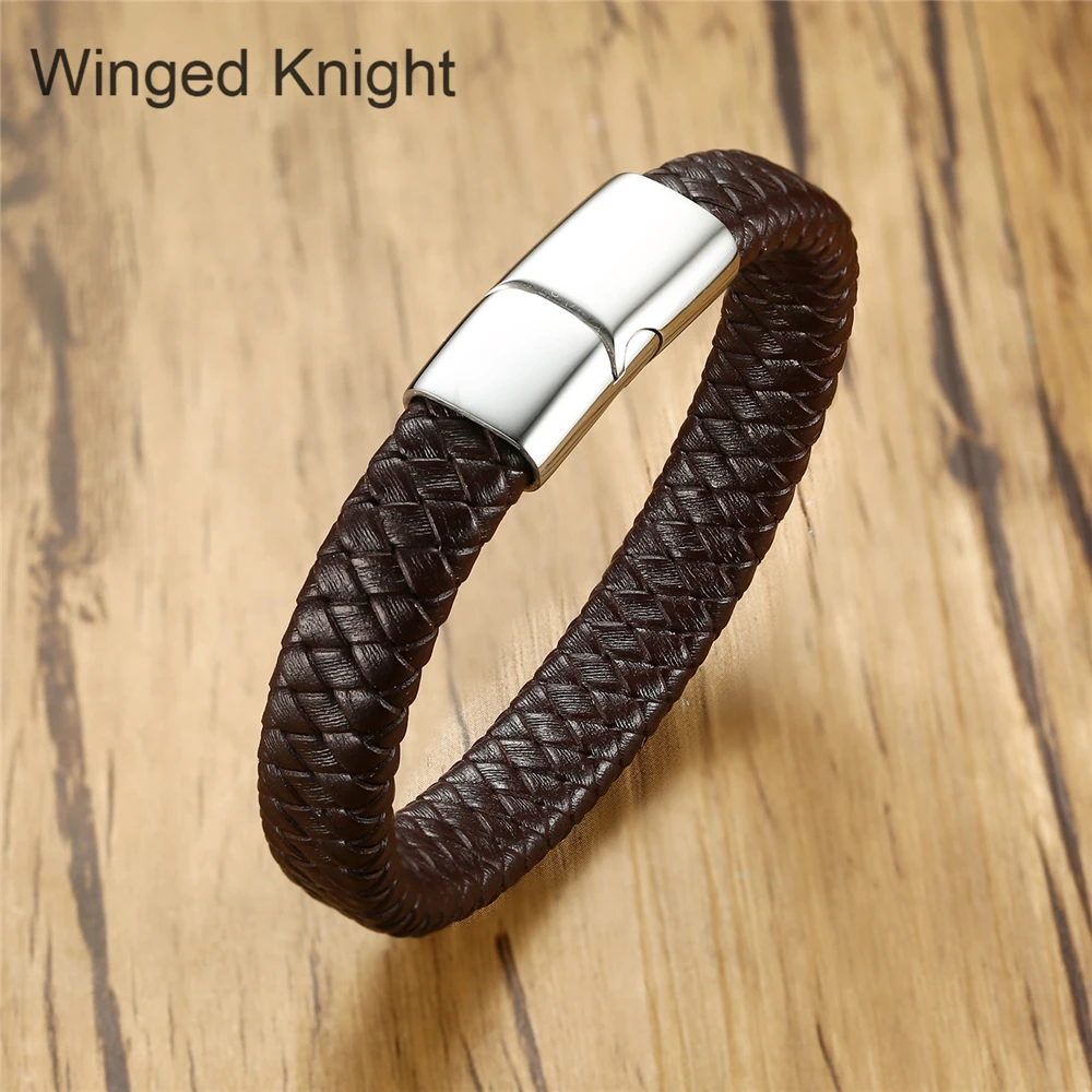 Магнитная застежка замки браслеты мужские кожаные тканые браслет из титановой