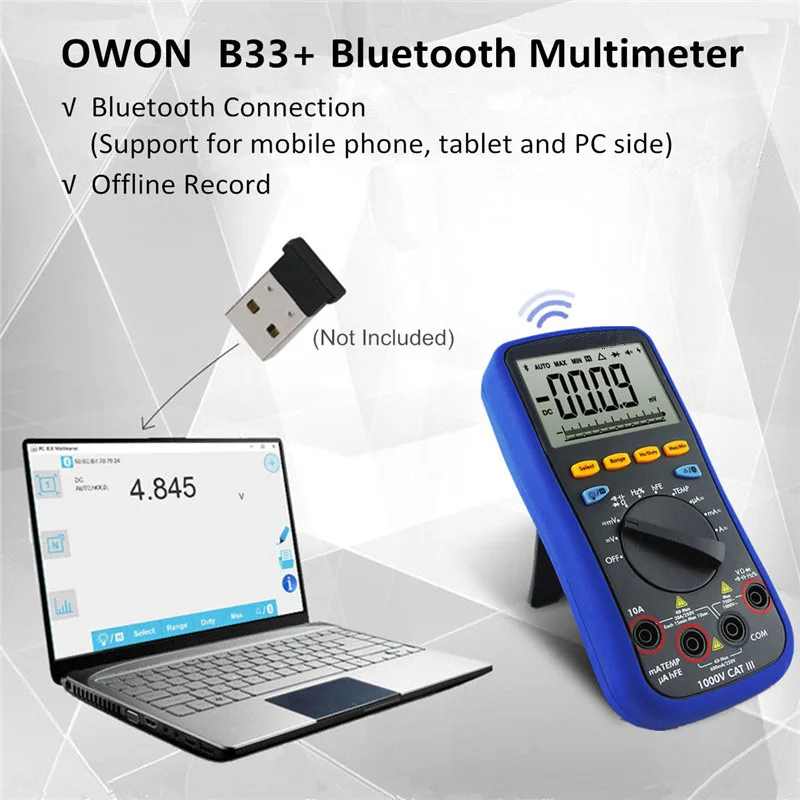 bluetooth ЖК-цифровой мультиметр BLE 4,0 с тестовым проводом К-типа термопары 6000 подсчет подсветки реальные 10 м ом