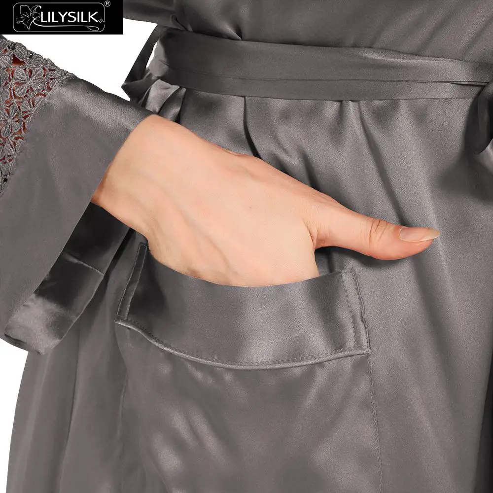 LilySilk халат кимоно пеньюар женский домашняя одежда для женщин шелковый китайский шелк тонко разработаны длинные 22 momme
