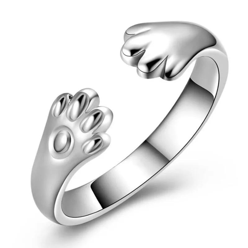 

KOFSAC New Fashion 925 Sterling Silver Ring Cute Cat Claw Rings For Women Party Valentine's Day Jewelry Girl Best Gifts Bijoux