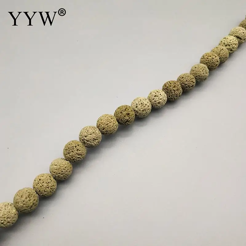 olive green 6, 8, 10 мм, разноцветные бусины из лавы, бусины из вулканического камня, свободные бусины-разделители для изготовления браслетов своими руками - Цвет: olive green