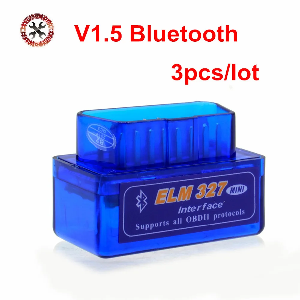3 шт./лот лучший мини Elm327 Bluetooth OBD2/OBDII V1.5 Диагностический инструмент сканер ELM 327 в 1 5