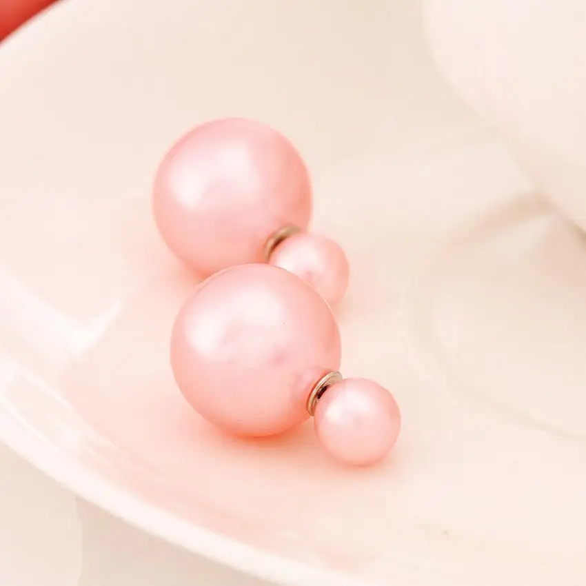 2017 New Fashion jewelry double pearl earings brincos candy color earrings for women pendientes trendy stud earrings(E0456) | Украшения и