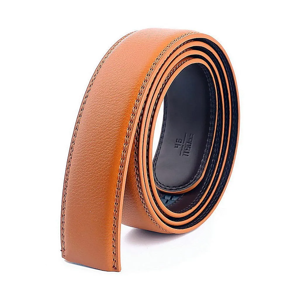 

Mens No Buckle Belt Textured Genuine Leather Waist Belt 120cm