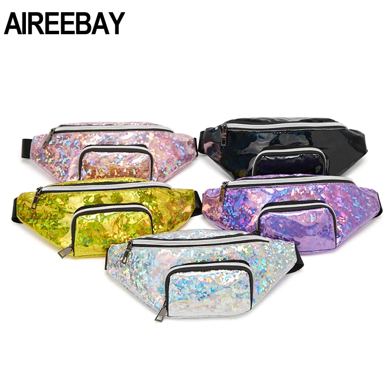 AIREEBAY голограмма PU кожаная поясная сумка нагрудная для женщин на молнии