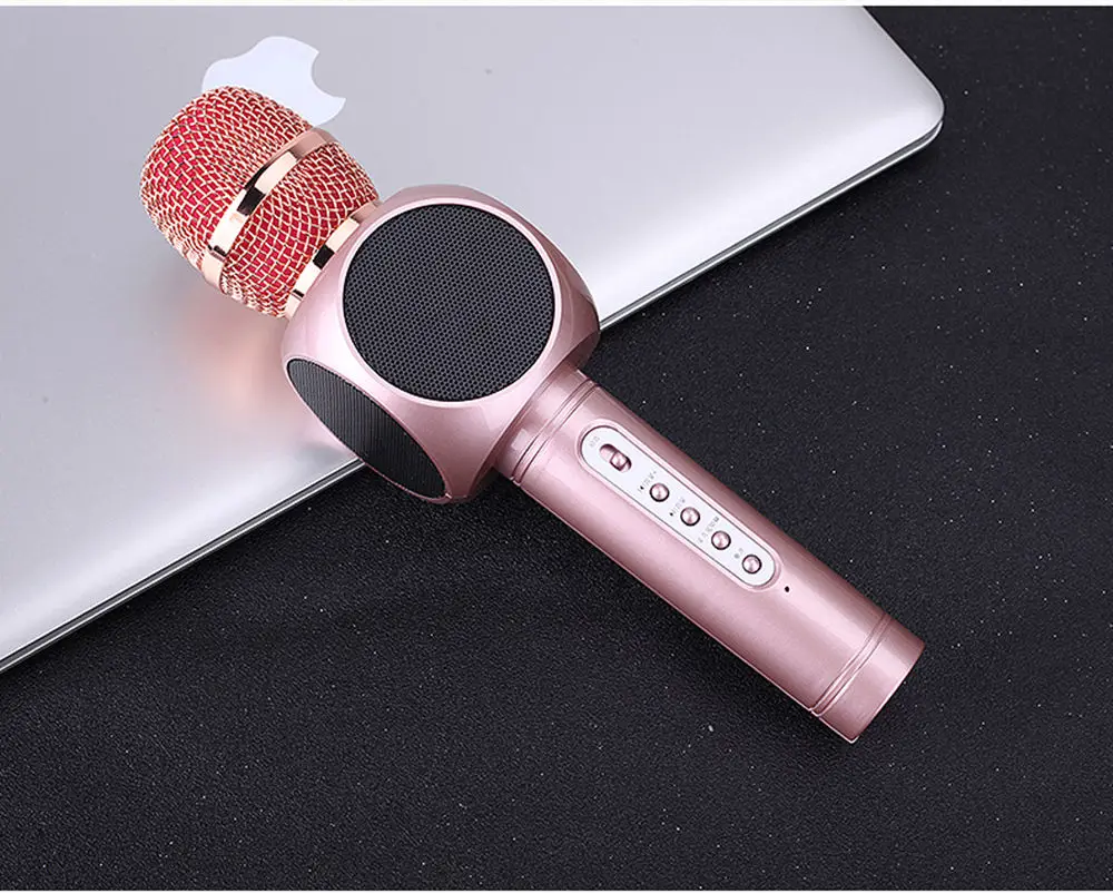 Rose Беспроводной bluetooth-микрофон для караоке, портативный ручной микрофон спикер машина Пасхальный подарок для iPhone/Android/PC - Цвет: Rose
