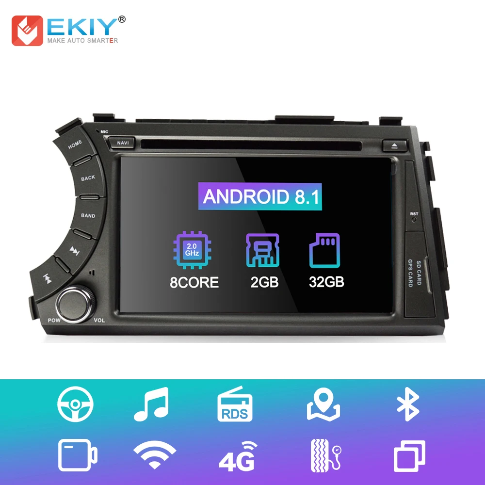 EKIY " Восьмиядерный Android 8.1.0 2 Din Автомобильный Радио dvd-плеер для Ssangyong Kyron Actyon gps навигация Мультимедиа Bluetooth Wifi