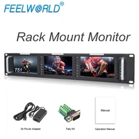 feelworld t51 triple 5 inch 2ru lcd 3g sdi hdmi input output rack mount monitor broadcast level quality monitor
