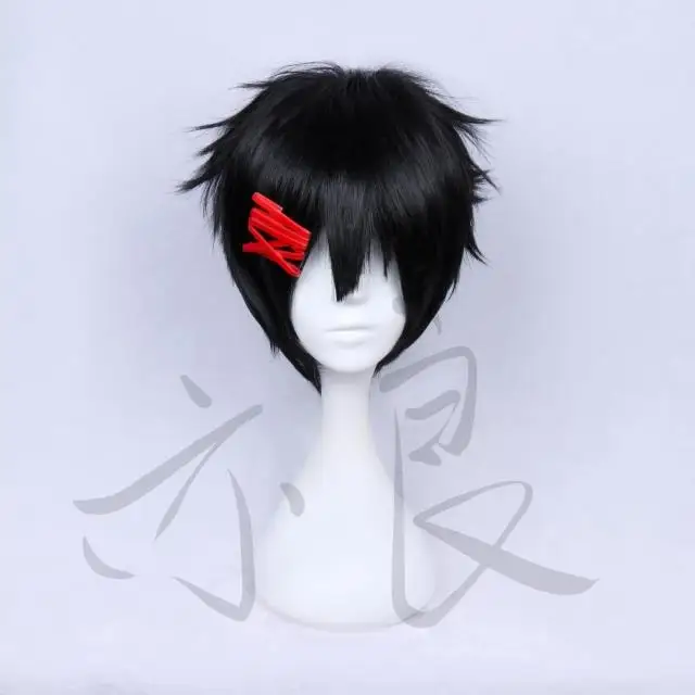 Tokyo Ghoul Juuzou Suzuya Short Black Full Lace Costume Cosplay Wig (Without red clips) +Wig Cap +Free Tracking Number |