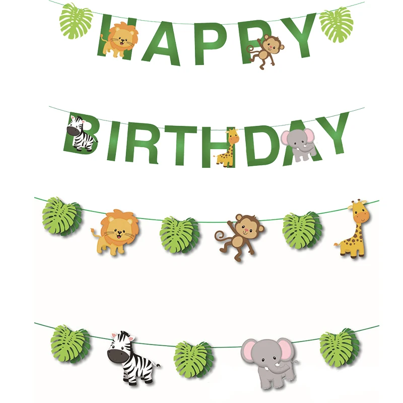 1 Набор бумажных баннеров для сафари в джунглях украшения детских вечеринок