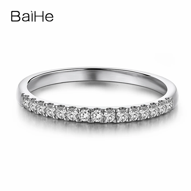 BAIHE Твердые 18K Белое Золото 0.15CT H/SI круглой огранки природных бриллиантов
