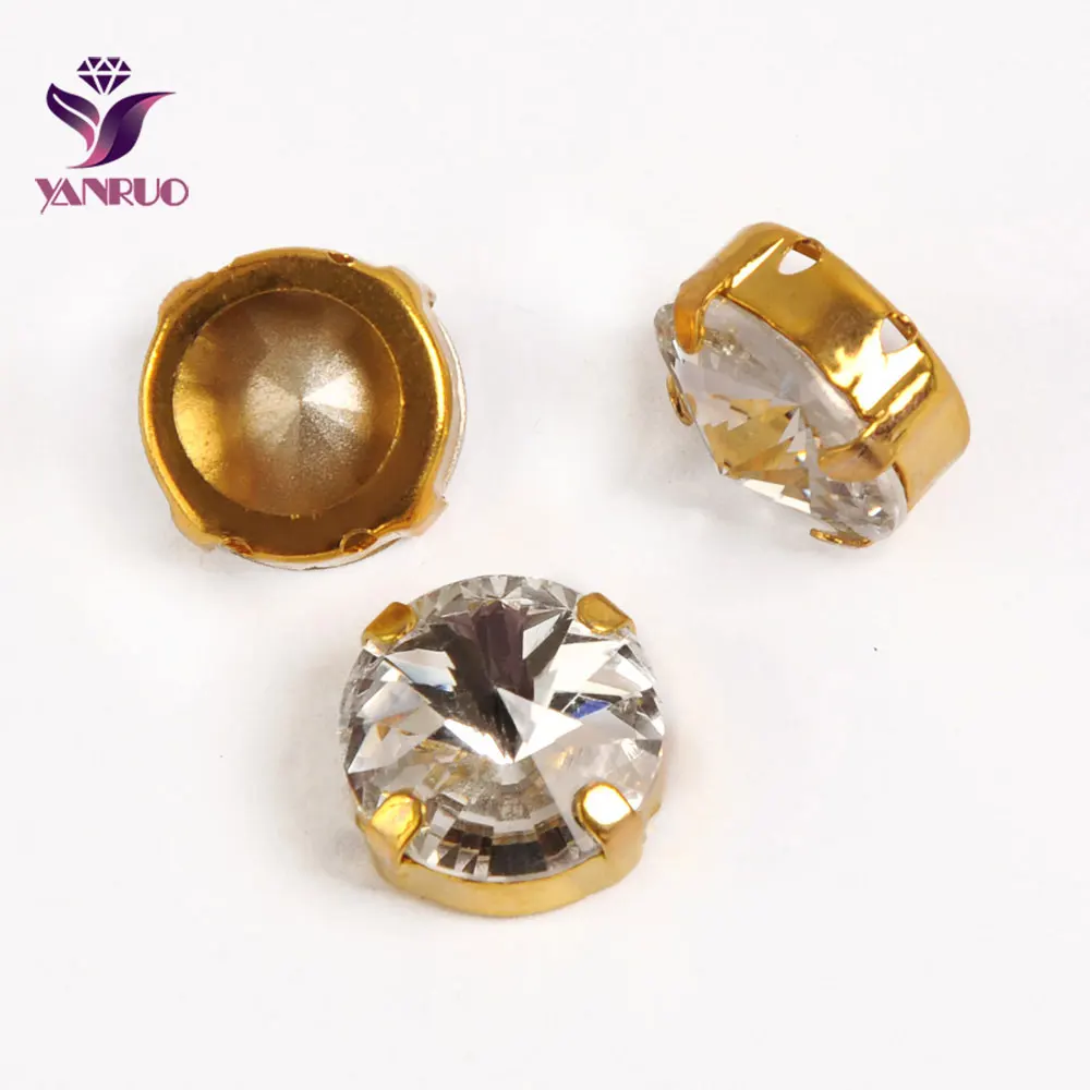 Crystal Gold Claw YANRUO 1122 модные Rivoli Камни коготь Установка Стразы Pointack Алмазный страз одежда для шитья искусство рукоделие - Цвет: Crystal Gold Claw