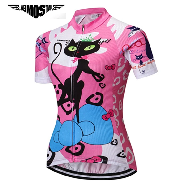 

Weimostar Cat Girl Cycling Jersey Women Summer Breathable Bicycle Clothing Ropa Ciclismo Quick Dry mtb Bike Jersey Shirt Maillot