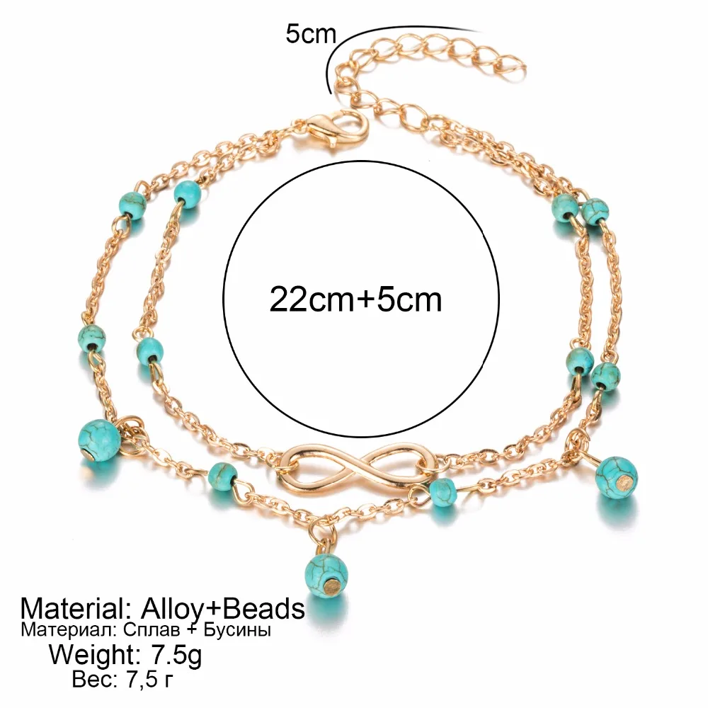 FNIO дизайн двухслойный кулон дамские ножные браслеты 2018 новый геометрический