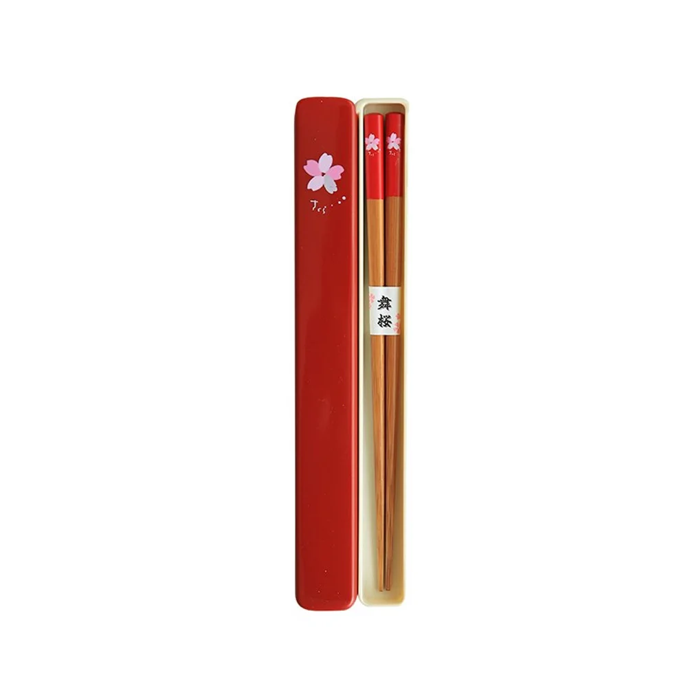 Durable Reusable Environmental Portable Travel Use Cherry Print Tableware Wooden Chopsticks | Дом и сад