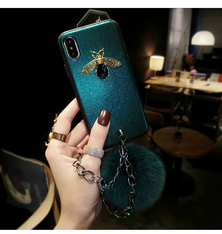 Роскошный Металлический Алмазный пчелиный чехол для телефона для iphone X XS MAX XR 6 S 8 7 plus винтажные чехлы из искусственной кожи для samsung galaxy S8 S9