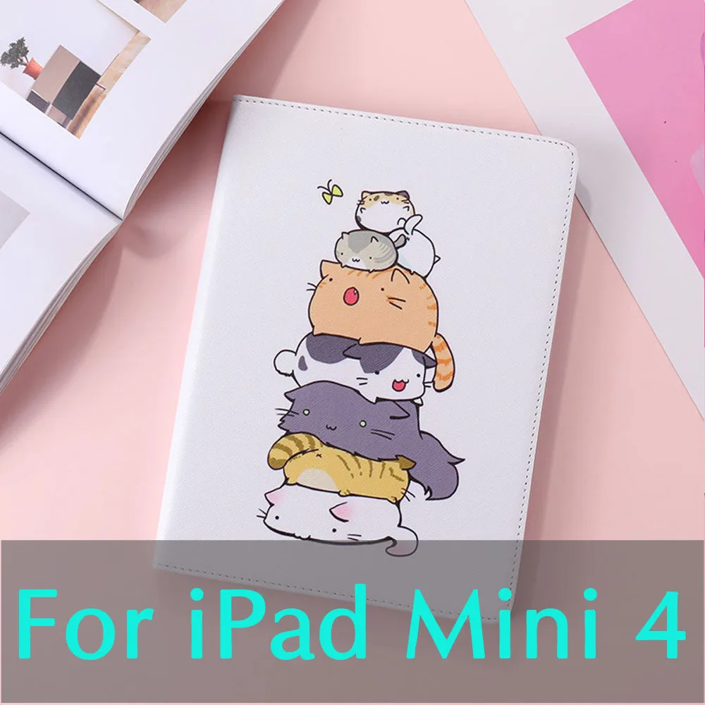Чехлы для iPad Pro 9,7 Pro 10,5 Mini 4 3 2 1 противоударный милый мультяшный защитный Тоторо Модный чехол держатель Подставка для планшета ST17 - Цвет: Cat mini4