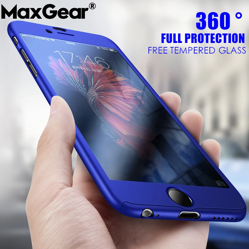 360 Degrees Full Protective Phone Case For iPhone XR XS Max Shockproof Cover X 6 6S 7 8 Plus Cases With Glass |