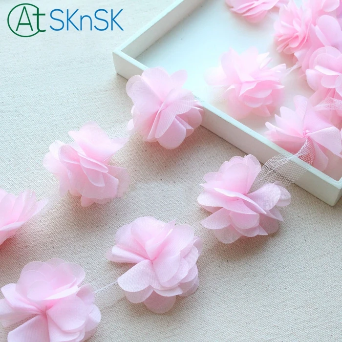 Лидер продаж 10 ярдов/партия разноцветная шифоновая Цветочная кружевная ткань 3D с