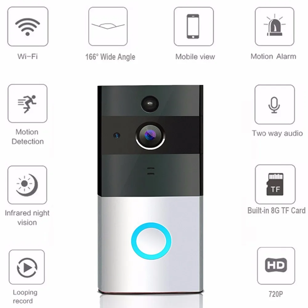 Wi Fi включить видео дверной звонок беспроводной 1 крытый Chime 720P HD Wide Angel дверь