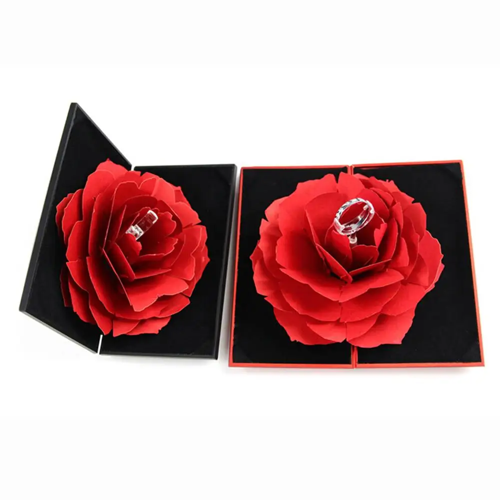 3D Pop Up Rose Flower коробка для колец обручальные кольца подарочные коробки украшений