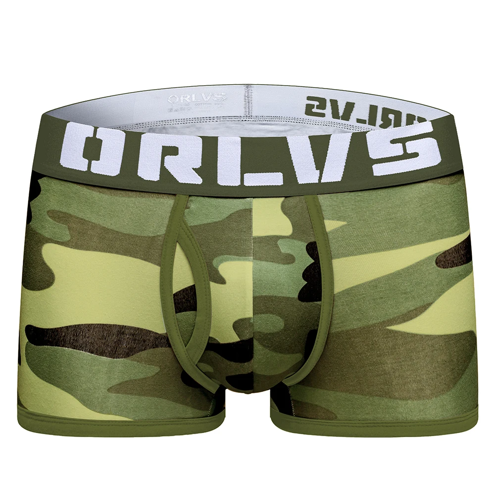 Green Сексуальные мужские боксеры, Cueca, мужское нижнее белье, шорты, мужские камуфляжные трусы, мужские трусы-боксеры, мужские трусы - Цвет: Green