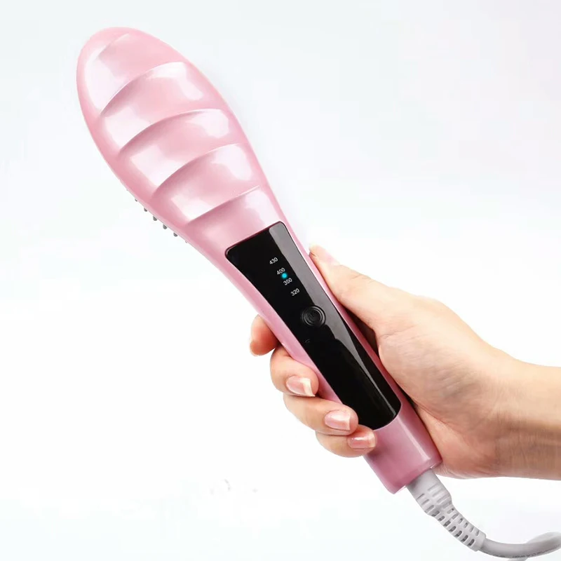 Не повреждения Керамика пластин выпрямитель для волос щетки ЖК-дисплей гребень