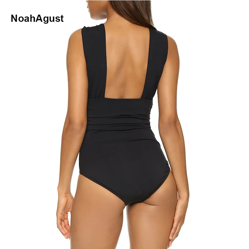 Женский купальник с перекрещивающимися лямками на шее 2018 Цельный черный красный