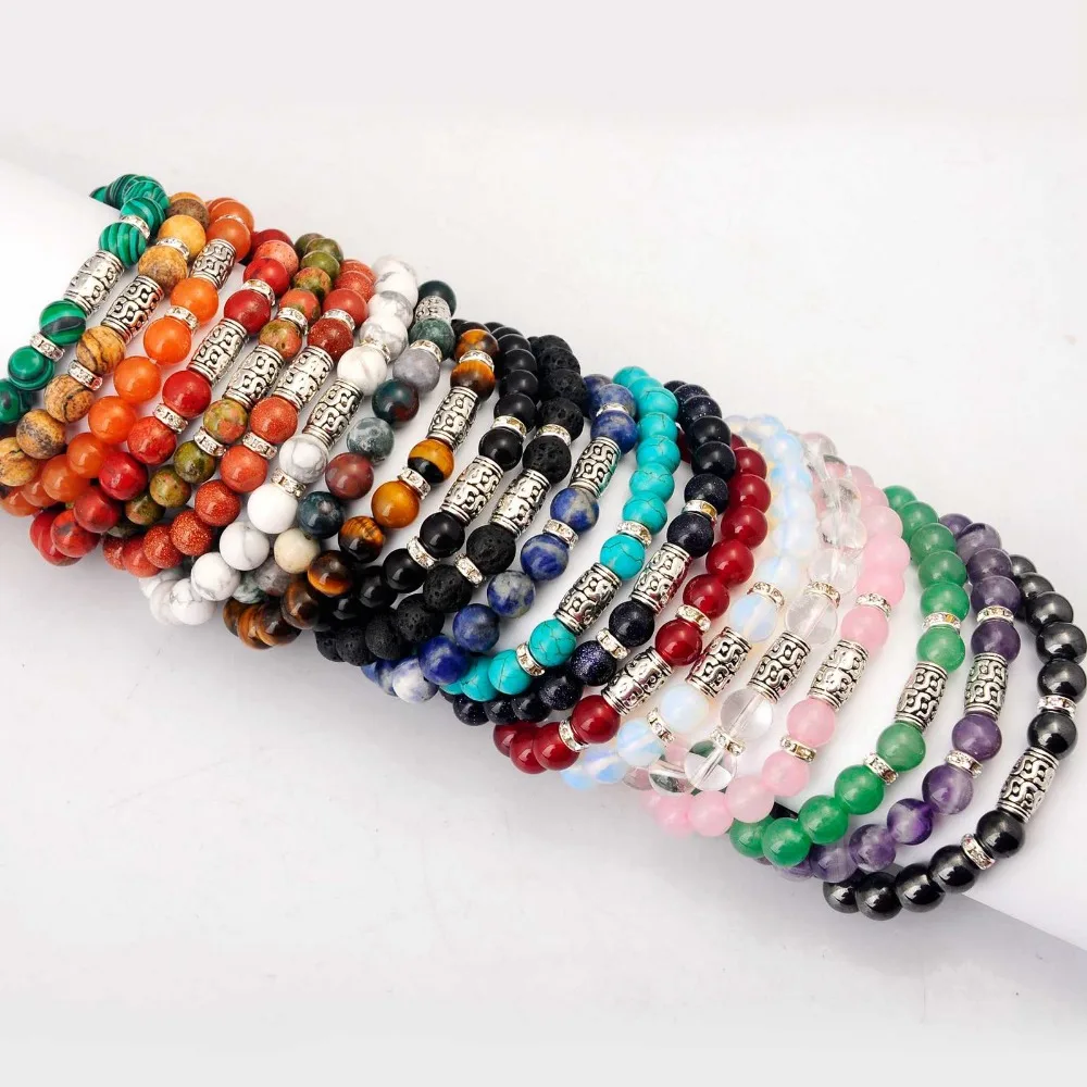 

3pc/lot new hot natural stone alloy bracelet summer pearl-bracelets for women snap jewelry bracelet men snap button wholesale