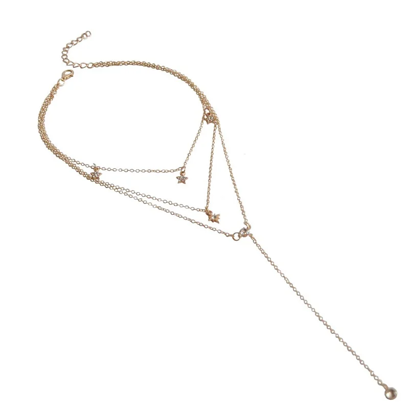 Ожерелье чокер золотого цвета для женщин длинная луна кисточка подвеска цепочка