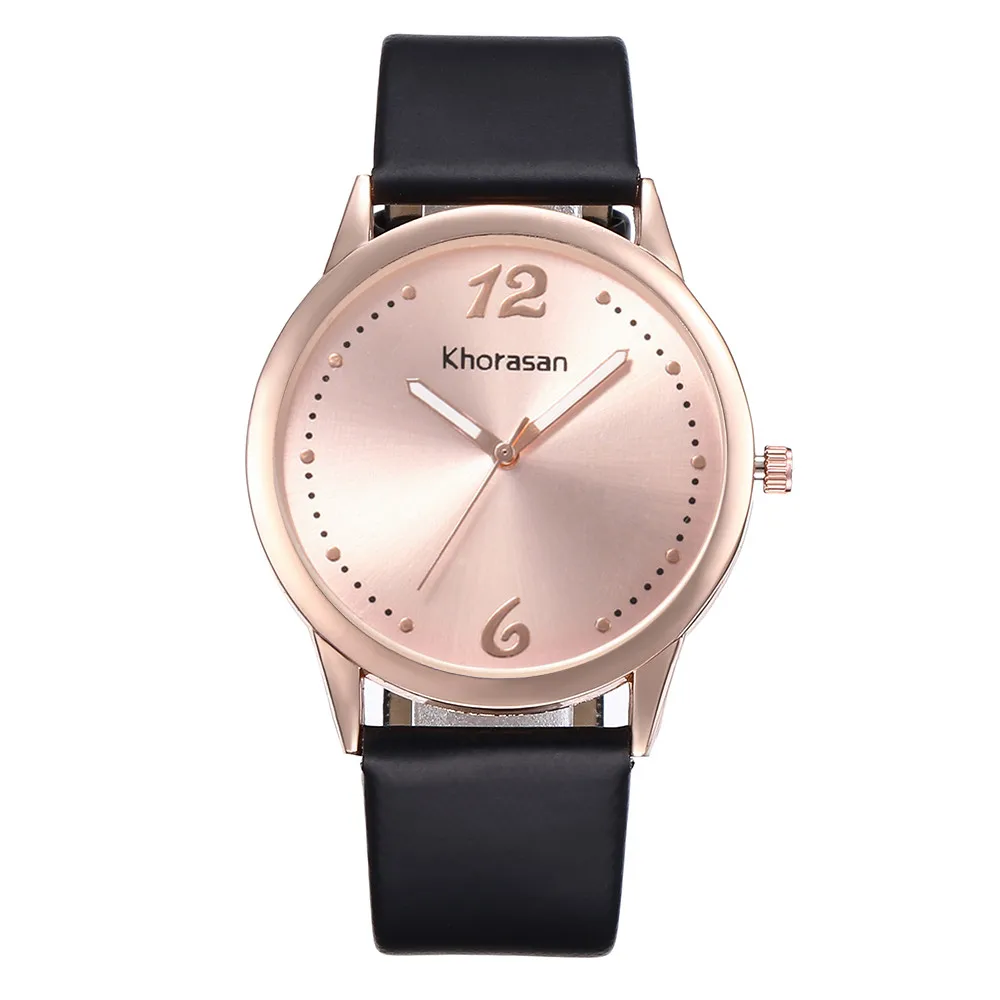 Роскошные Женские кожаные кварцевые часы Простой Большой циферблат