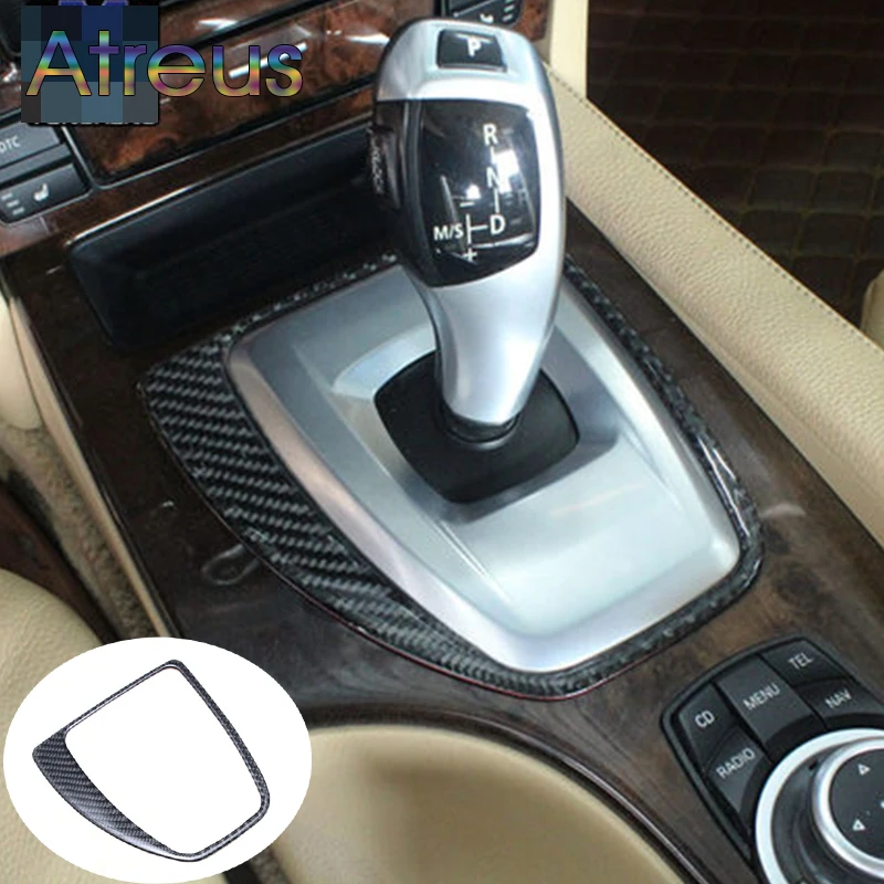 

Atreus 1pcs For bmw e60 Carbon Fiber Central Control Gear Shift Panel Decoration Cover Trim 2008-2010 5-series accessories