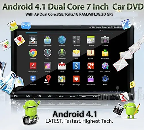 Pupug 7 дюймов Экран зеркалирование Android 4.2 в тире Double DIN HD емкостный сенсорный dvd