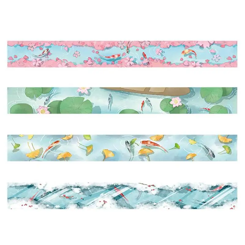 37mm Ancient The Four Seasons Carp Wild Crane Chinese ink Paintings Washi Tape DIY Planner Decoration Scrapbook Masking | Канцтовары для